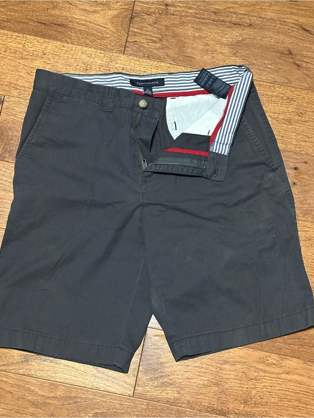 Tommy Hilfiger Men's Dark Gray Flat Front Chino Shorts